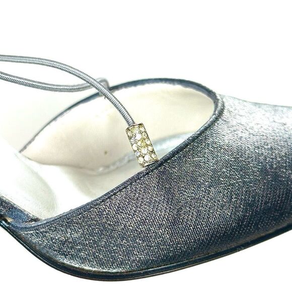Stuart Weitzman Dark Silver Formal Heels Rhinestones Details Pointed Toe US 7,5 - Picture 4 of 14